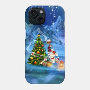 Merry christmas in a winter landscape Phone Case