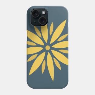 Flower 2, Minimalist Abstract Floral in Mustard Yellow and Navy Blue Phone Case