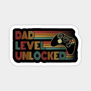 Funny New Dad Shirt Dad Level Unlocked Gaming Gamer Dad Mens Magnet