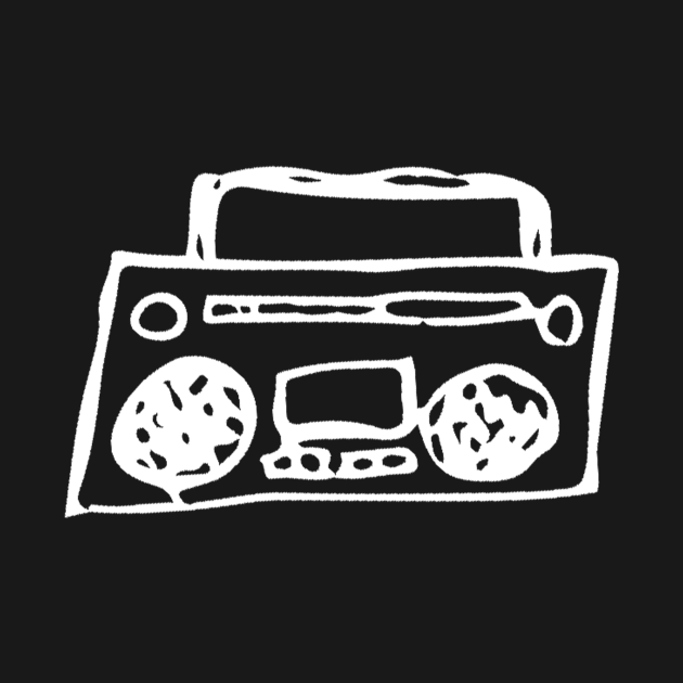 Boombox Doodle White by Mijumi Doodles