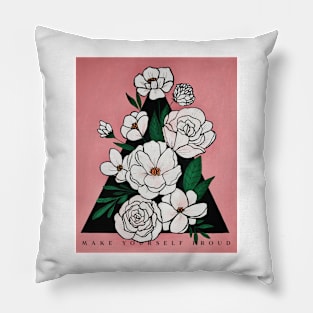 Make Yourself Proud -Pink Flowers Triangle Pillow