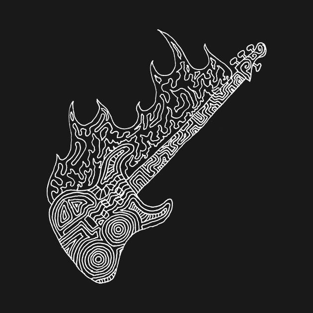 Flaming Bass White on Dark by PsychedelicDesignCompany