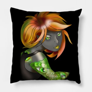 Dark elf girl with ginger hair Pillow