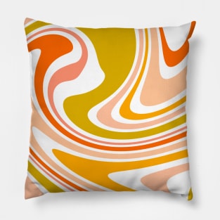 Liquid Retro Abstract Swirl Spiral Colorful retro 70s Pillow