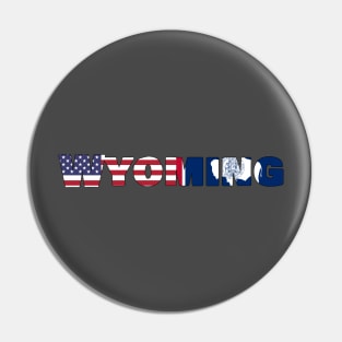 Wyoming State Flag/American Flag Logo Pin