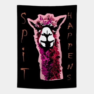 Quirky Llama SPIT HAPPENS Design - Funny Alpaca Head Art Tapestry