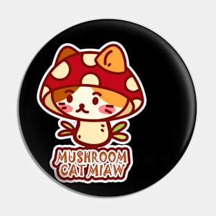 Mushroom Cat Pin