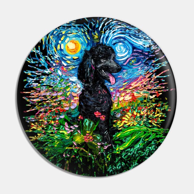 Black Poodle Night 2 (version2) Pin by sagittariusgallery