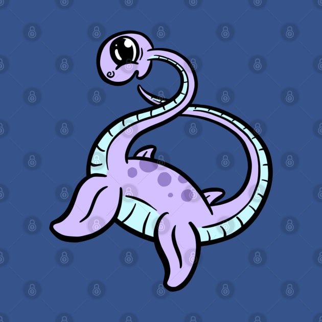 Cute plesiosaurus diplodocus dinosaur cartoon character by Squeeb Creative