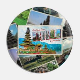 Greetings from Bali in Indonesia Vintage style retro souvenir Pin