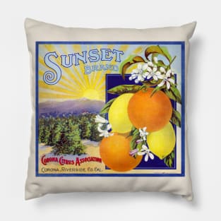 Sunset Brand crate label, circa 1930s Pillow