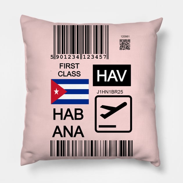 Havana Cuba travel ticket Pillow by Travellers