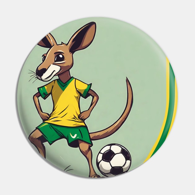 Kangaroo Kicks & Aussie Tricks Australian Soccer Design Pin by LozsArt