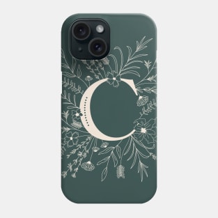 Botanical Letter C (Forest Green) Phone Case