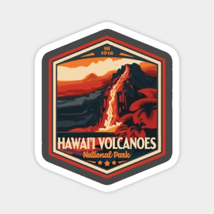 Hawai'i  Volcanoes  National Park Vintage WPA Style National Parks Art Magnet