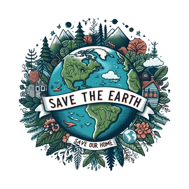 Earth Day 2024 Save the Earth, Save Our Home by Hobbs Text Art