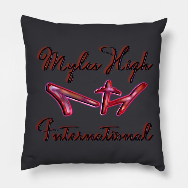 MYLES HIGH INT. RED LOGO Pillow by mylehighinternational