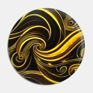 Abstract Black and Gold Swirls Pin