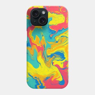 Shades of Bright Pastel Yellow Pink Green Blue Aesthetic Marble Pattern Phone Case