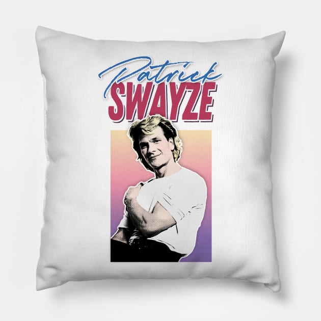 Patrick Swayze - Retro 90s Styled Fanart Design Pillow by DankFutura