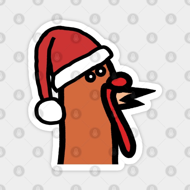 Portrait of Thanksgiving Turkey Wearing Christmas Santa Hat Magnet by ellenhenryart