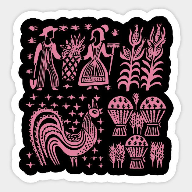 Vintage Pyrex Pattern - Butterprint (Pink) - Pyrex - Sticker