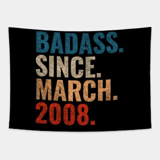 Badass Since March 2008 Retro 2008 birthday shirt Tapestry