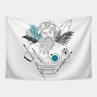 Funny Hipster Greek God Poseidon Roman God Neptune Tapestry