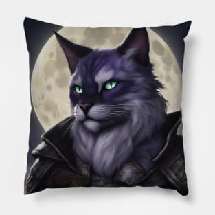 fantasy cat knight purple Pillow