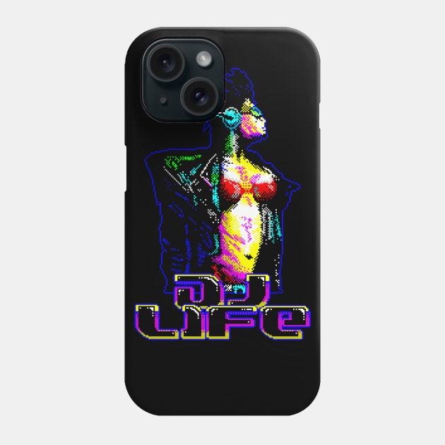 DJ Life Dance Techo House Music 8 Bit Art Phone Case by 8 Fists of Tees