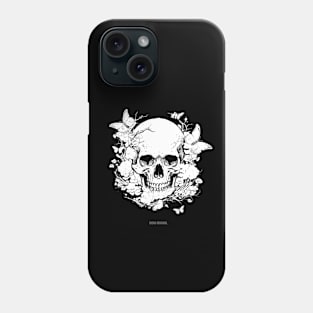 Floral Whispers: A Skull Adorned with Flowers and Butterflies Phone Case