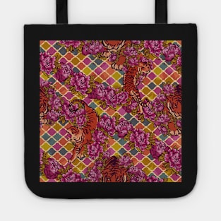 Sophisticated Tile pattern with tiger Tote