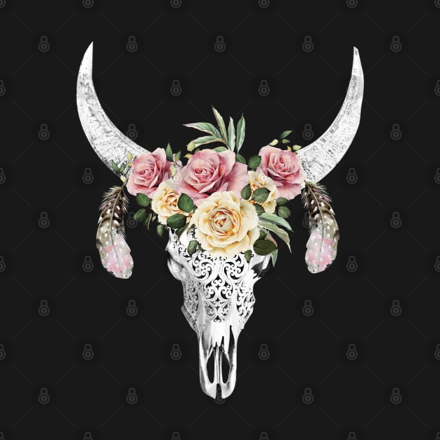 Cow skull floral 17 by Collagedream