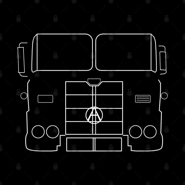 Vintage 1970s Aussie Atkinson prime mover (without bars) white outline graphic by soitwouldseem