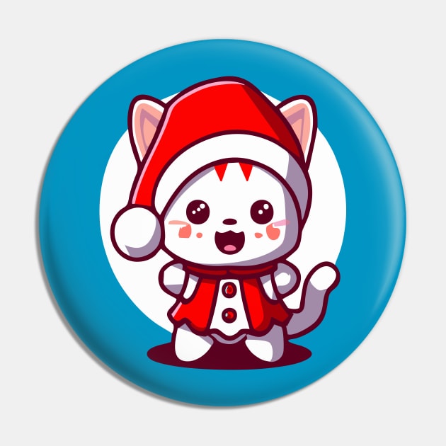 Cute Cat Wearing Santa Suit Pin by Mr.FansArt