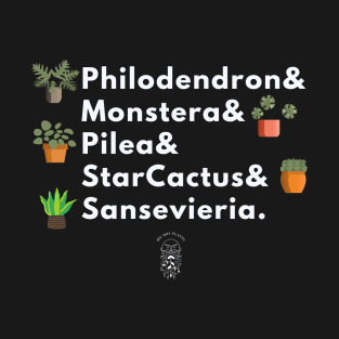 Houseplant Family List (dark background) T-Shirt