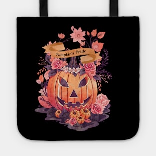 Pumpkin's Pride, Halloween with Pumpkin, Pumpkin face, with floral and orange flowers, cute Halloween Tote