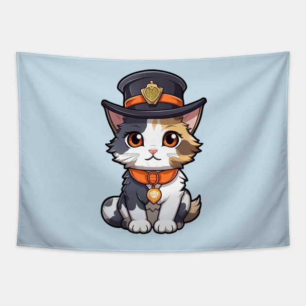 Cat Tama Super Station Master | Japan Cat Tama Tapestry by AstroWolfStudio