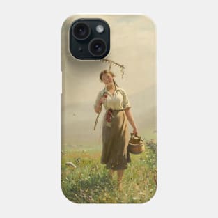 A Young Woman in the Meadow by Hans Dahl Phone Case