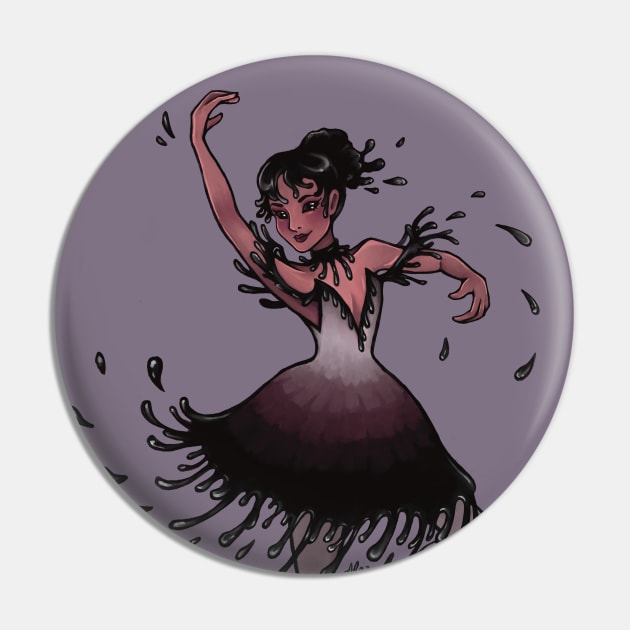 Inky Cap Mushroom Ballerina Pin by AliceQuinn