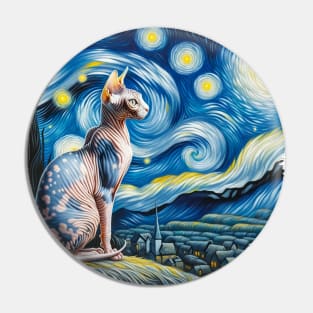 Sphynx Starry Night Inspired - Artistic Cat Pin