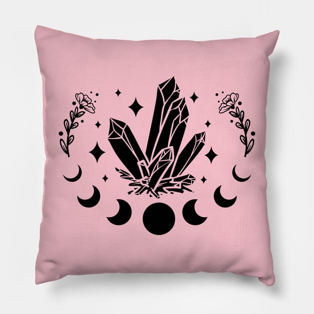 Crystal Moon Celestial Witchy Design Pillow by Anonic