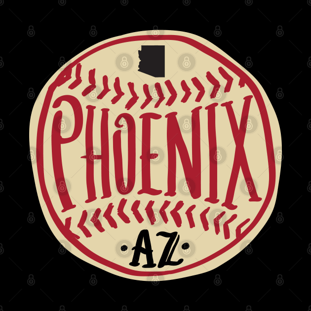 Phoenix Arizona Hand Drawn Typography Baseball T-Shirt by goodwordsco