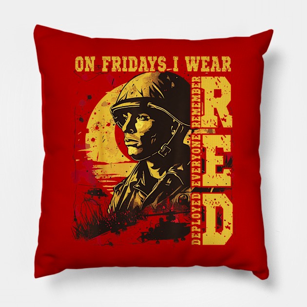 On friday I support troops wearing red Pillow by Dreamsbabe