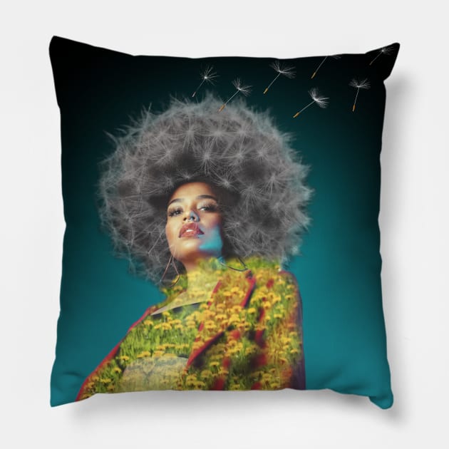 Dandelion Wishes Pillow by tesiamarieart