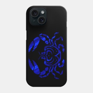 Blue Foil Crab, Tribal Art Style Phone Case