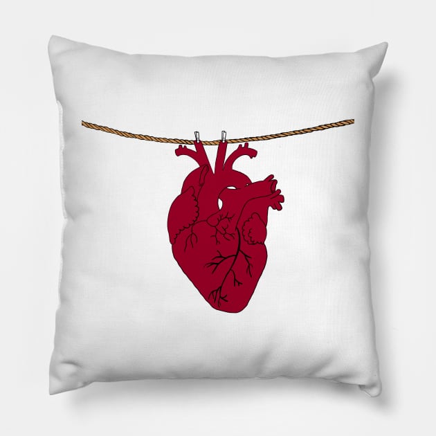 Clothes line heart Pillow by Carries Design 