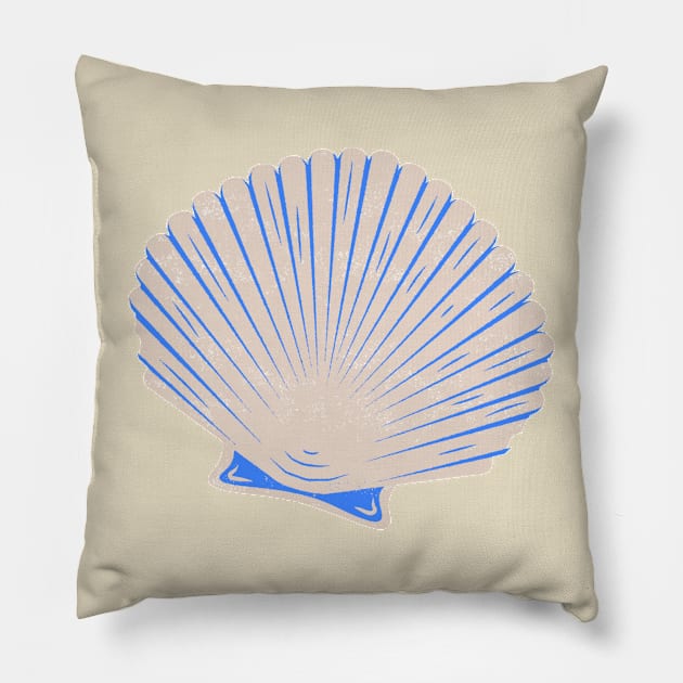 Blue and tan clam shell Pillow by anrockhi