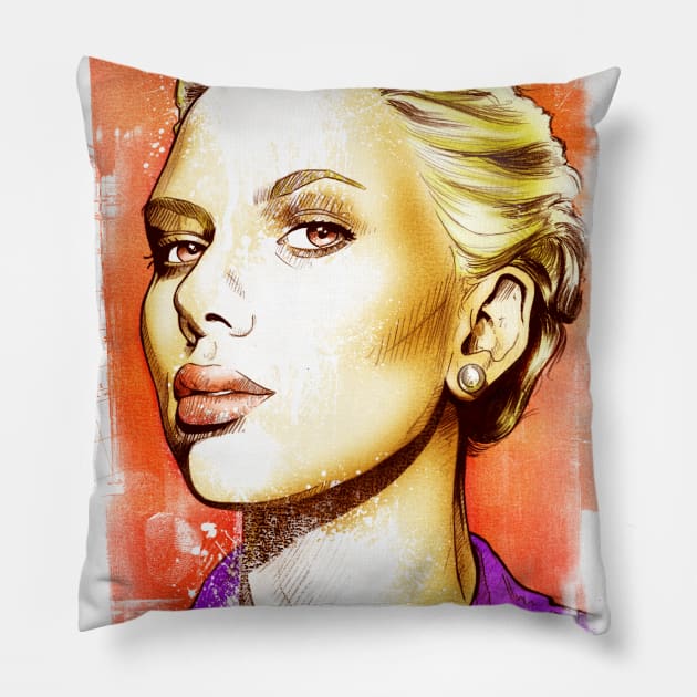 Scarlett Johansson Pillow by renatodsc