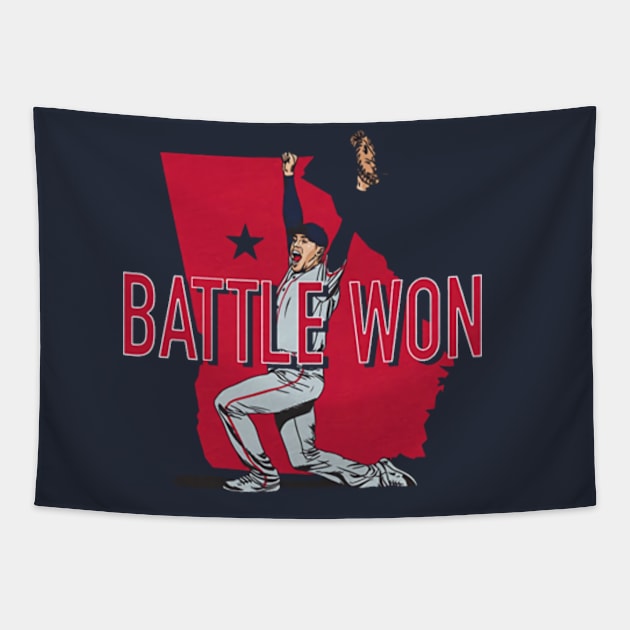 Freddie Freeman Battle Won Tapestry by KraemerShop